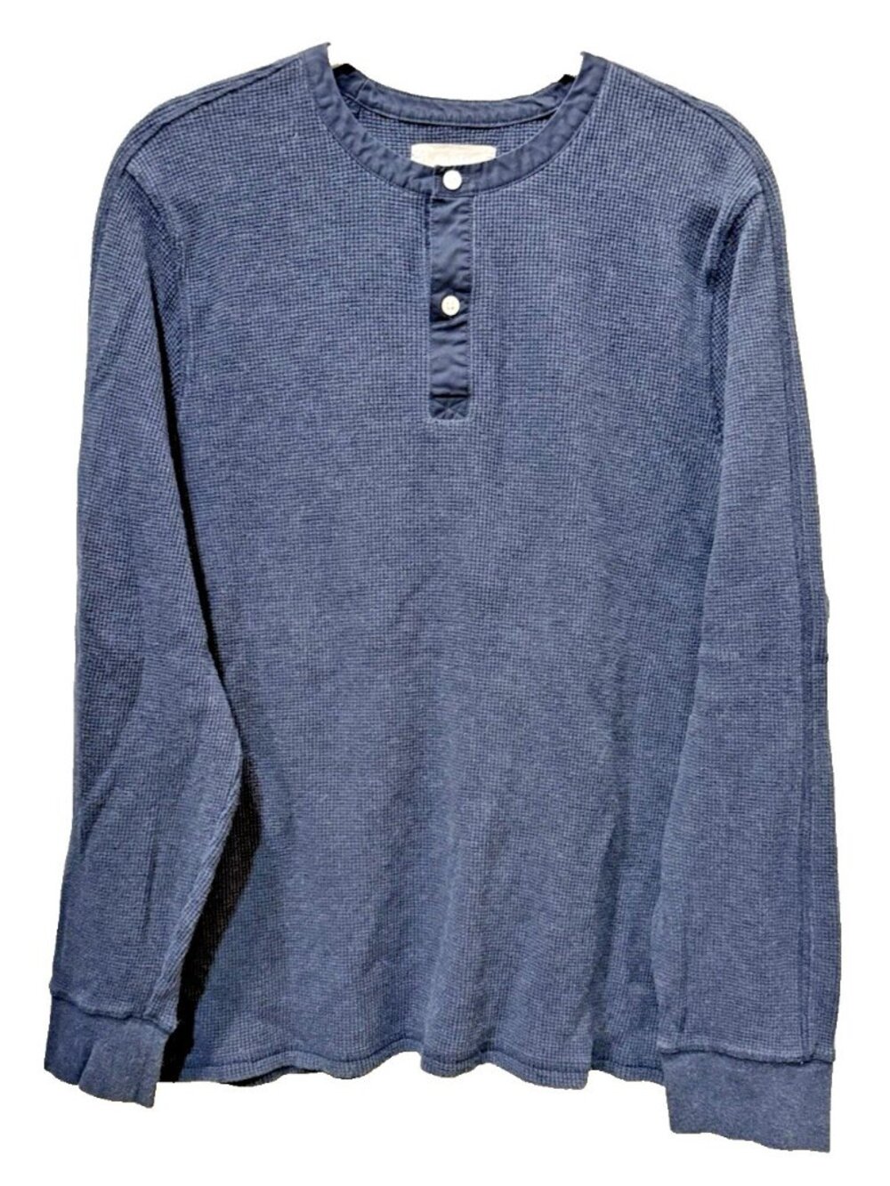 Everlane 100% Cotton Men's Waffle Long Sleeve Henley Shirt Top Navy Blue Sz XL